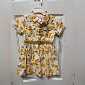 Little Lass Floral Print Sheath Short Sleeve Sun Flower Dress Size 2T